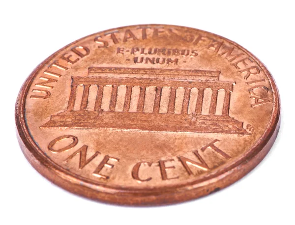 Isolated Penny - Tails High Angle — Stock Photo, Image