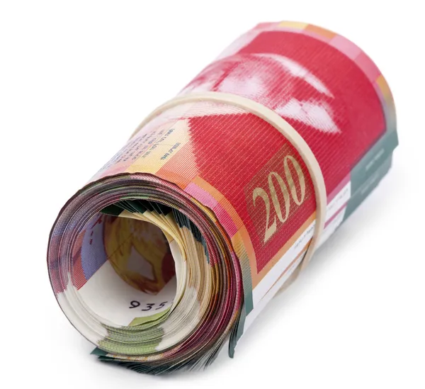 Roll of 200 Israeli New Shekels Bills — Stock Photo, Image