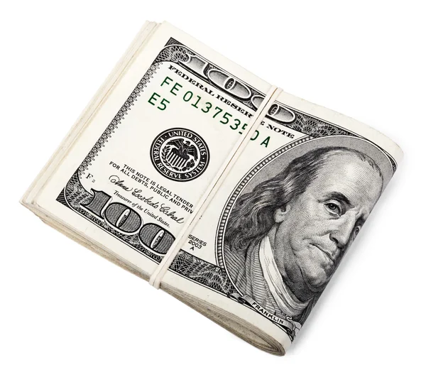 Dobrado 100 dólares americanos Bills — Fotografia de Stock