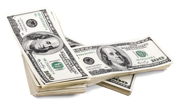 Isolated 100 US dollar Bills Stack — Stock Photo, Image