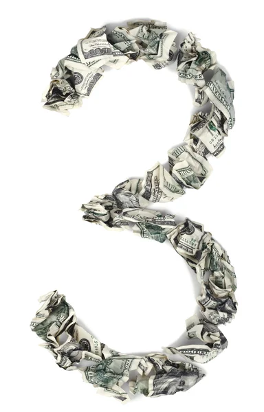 3 Three - Crimped 100 us dollar Bills — Stock Photo, Image
