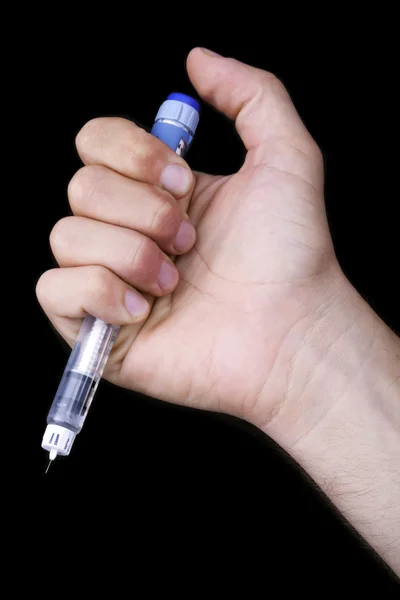 Holding a Penicillin Syringe — Stock Photo, Image