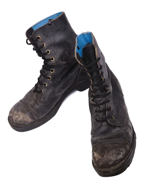 Izolované použité armádní boty — Stock fotografie