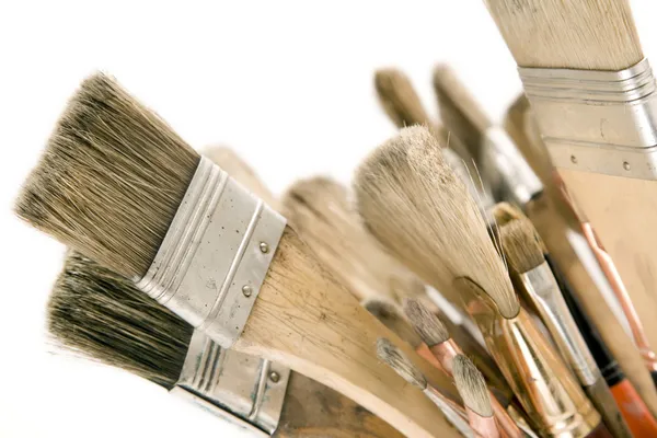 Isolated Used Paint Brushes — Stock Photo, Image