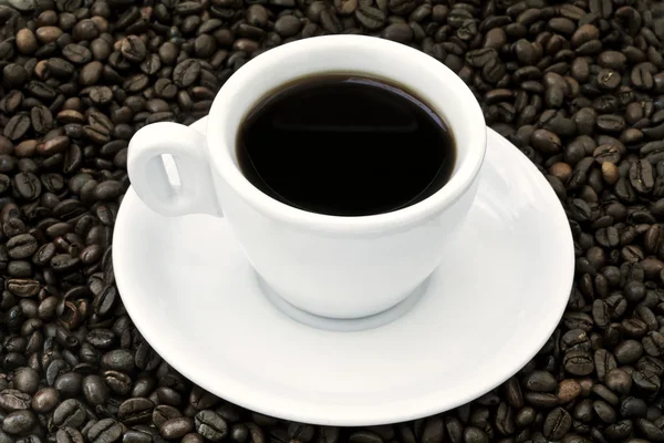 Black Coffee and Beans — Stock Photo, Image