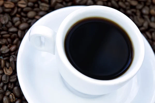 Black Coffee and Beans — Stock Photo, Image