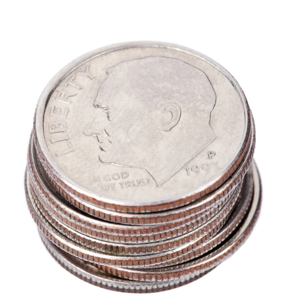 Isolated US Dime Stack Royalty Free Stock Images