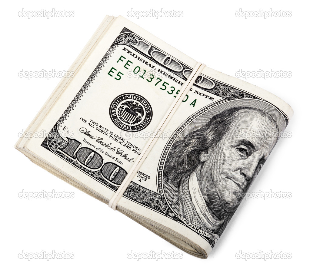 Folded 100 US dollar Bills