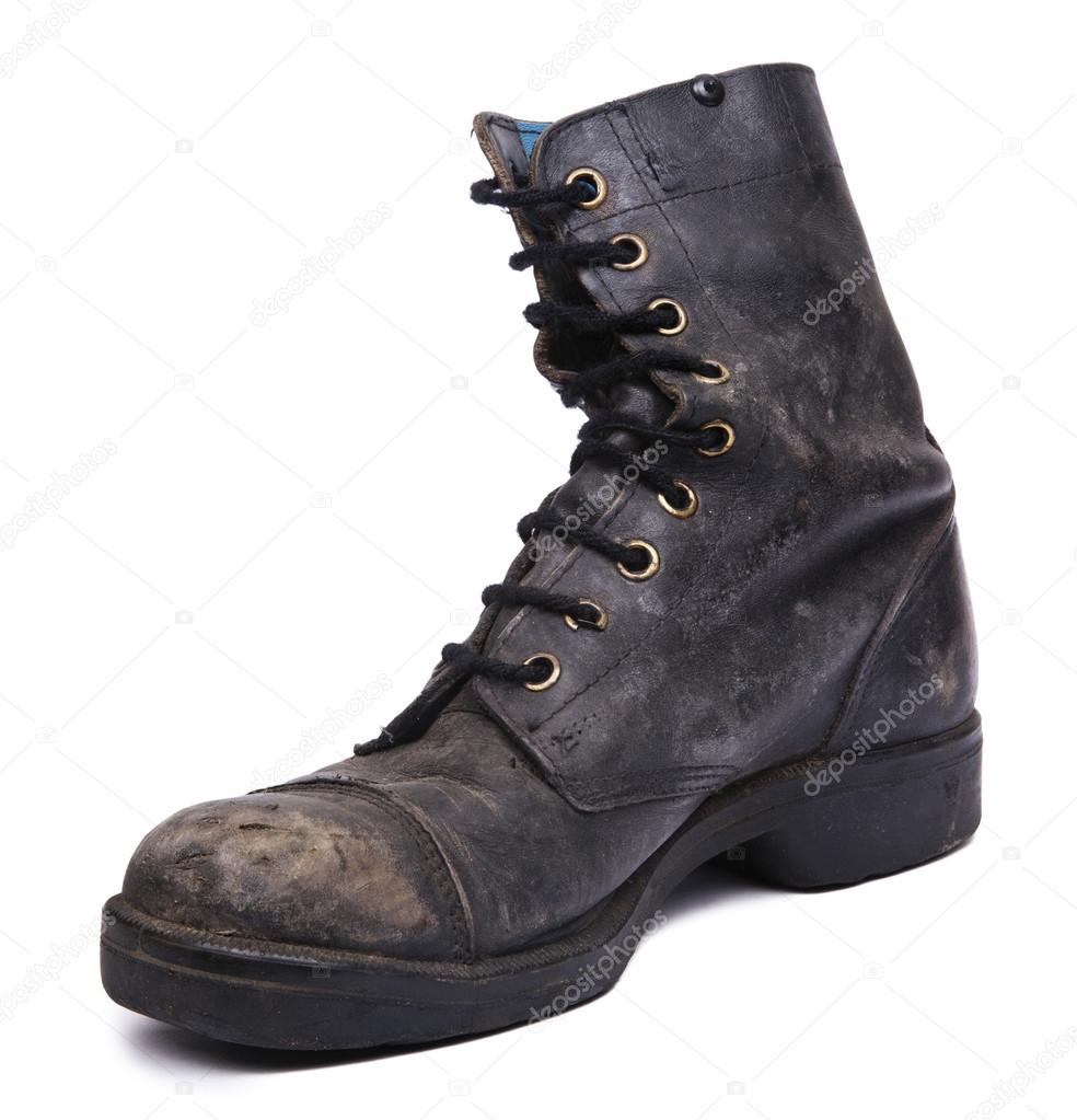 Isolated Used Army Boot