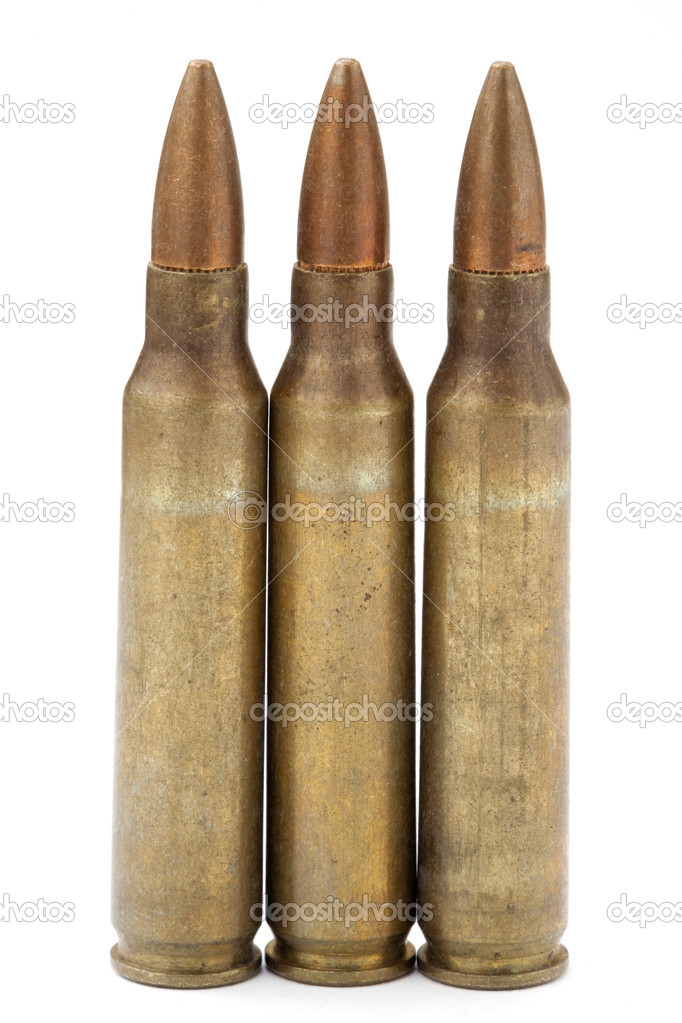 Three 5.56 Cartridges and Bullets