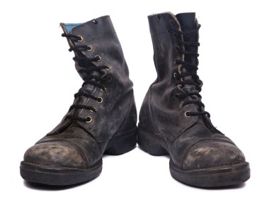 Isolated Used Army Boots - Frontal clipart
