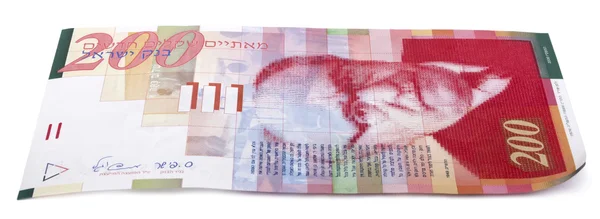 Rachunek na białym tle 200 szeklach izraelskich — Zdjęcie stockowe