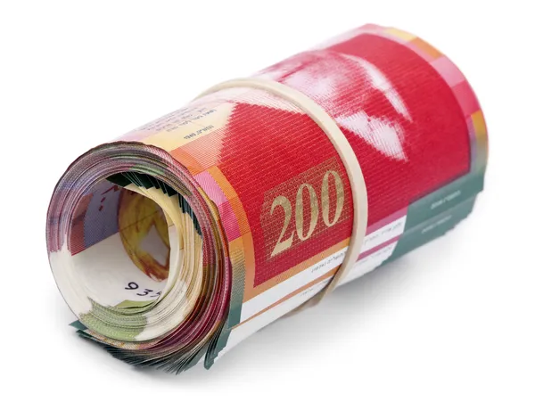 Roll of 200 Israeli New Shekels Bills — Stock Photo, Image