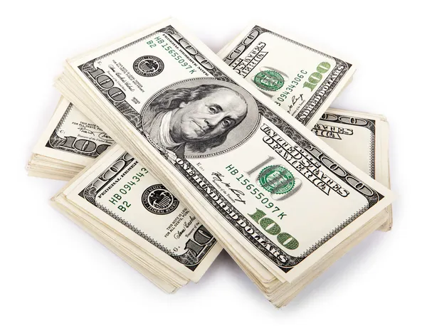 Isolado 100 dólares americanos Bills Stack — Fotografia de Stock