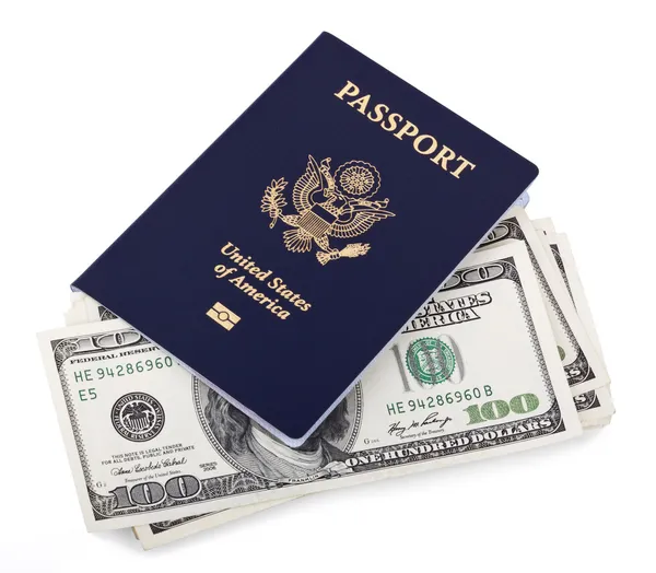 미국 여권 및 현금 — 스톡 사진