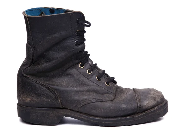 Isolated Used Army Boot - Side View — Stock Photo, Image