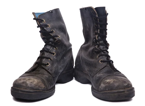 Isolated Used Army Boots - Frontal — Stock Photo, Image