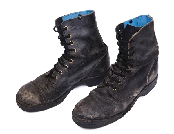 Isolerade används armén boots - hög vinkel diagonal — Stockfoto