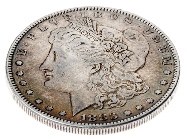 Morgan Dollar - Heads High Angle — Stock Photo, Image