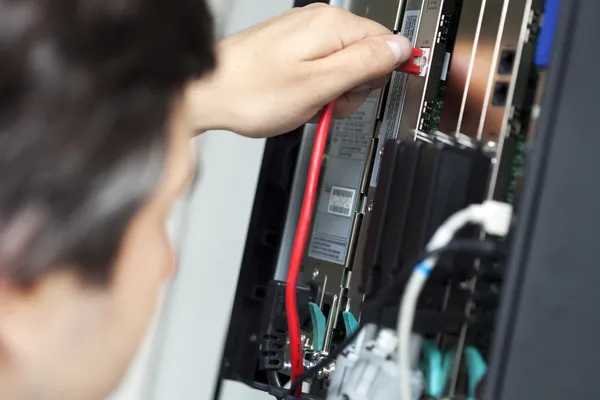 Telephone Switchboard - Plugging In — Stock Photo, Image