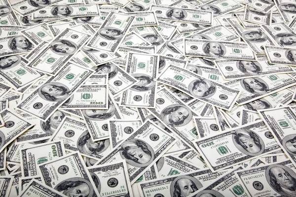 One Hundred Dollar Bills Background - Mess — Stock Photo, Image