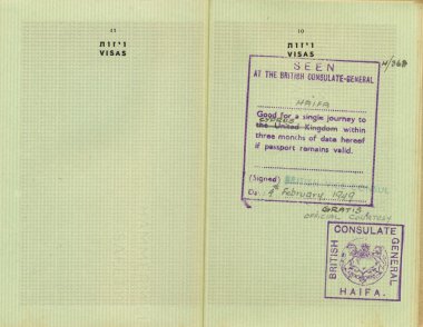 damgalı pre-İsrail pasaportu
