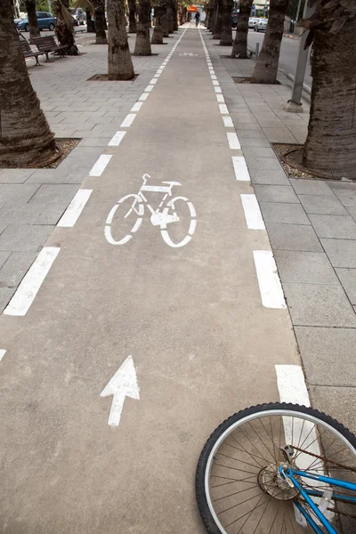 Bicycle Lane & Wheel — Stock Photo, Image