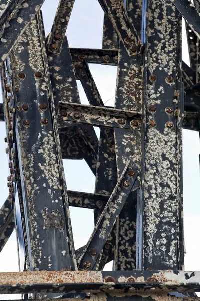 Salt damaged rusty metal beams with run down bolts. — Stock Photo, Image