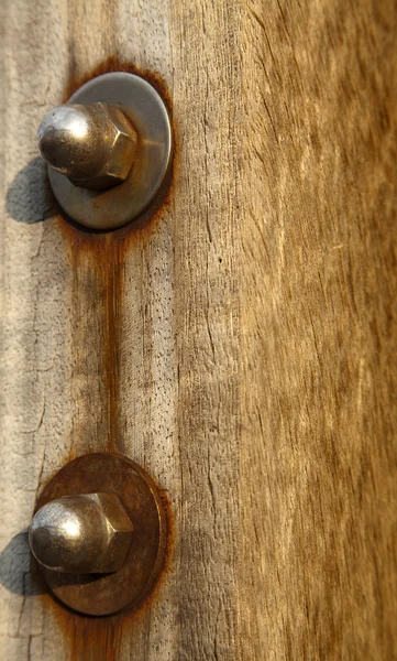 Bolts on Wood — Stock Photo, Image