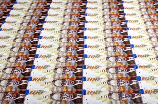 One Hundred Shekels Bills Background — Stock Photo, Image