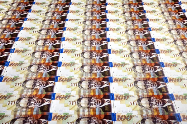 One Hundred Shekels Bills Background — Stock Photo, Image