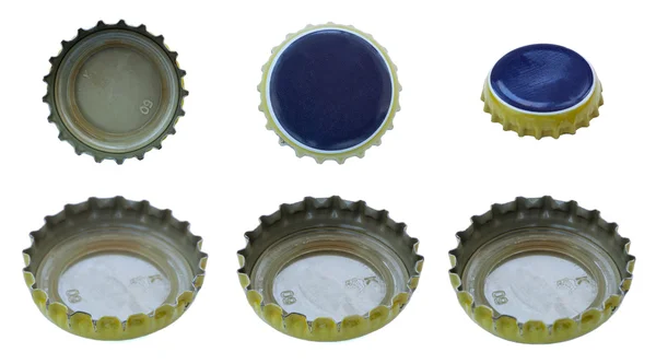 Blue & Yellow Metal Caps — Stock Photo, Image