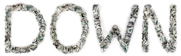 Down - Crimped 100 dollar Bills — Stock Photo, Image