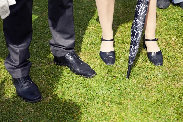 Elegante Beine im Gras — Stockfoto