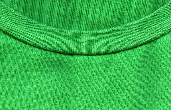 Cotton Fabric Texture - Bright Green with Collar — Stock Photo, Image