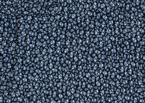 Cotton Fabric Texture - Navy Blue with Flowers — Stock Photo, Image