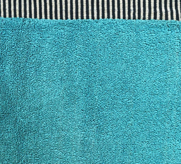 Cotton Fabric Texture - Aqua with Black & White Stripes — Stock Photo, Image