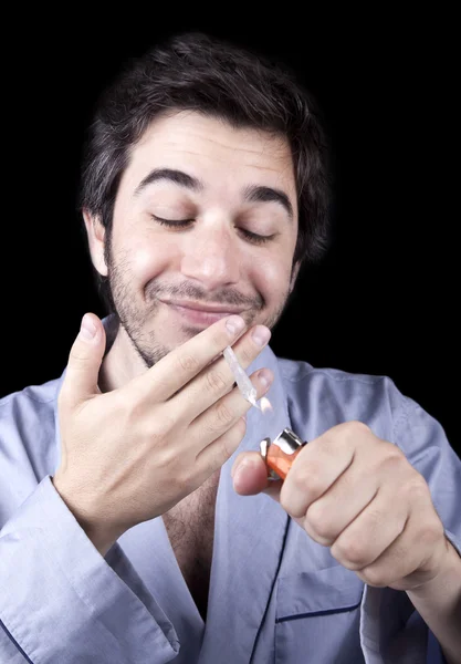Adult Bum Delighted to Light a Spliff — Stock Photo, Image