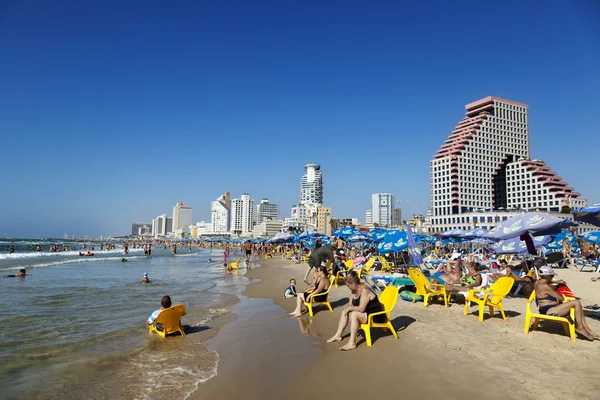 Tel Aviv Beach and Hotel Strip — Stock Photo, Image