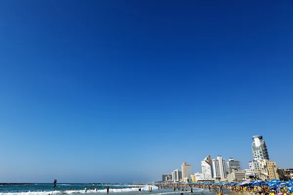 Tel Awiw plaży i hotel — Zdjęcie stockowe
