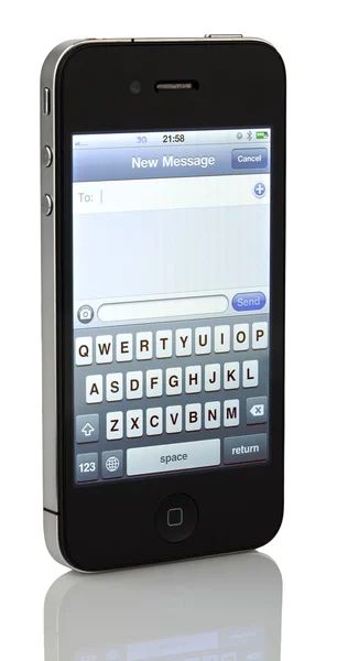 Na białym tle iphone 4 - nowe wiadomości — Zdjęcie stockowe
