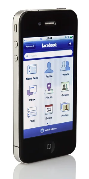 Na białym tle iphone 4 - facebook — Zdjęcie stockowe