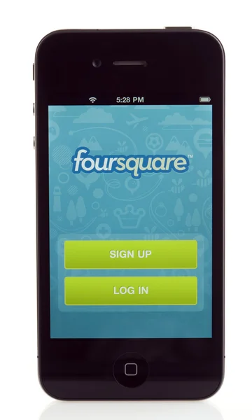 Isolated iPhone 4 - Foursquare — Stock Photo, Image