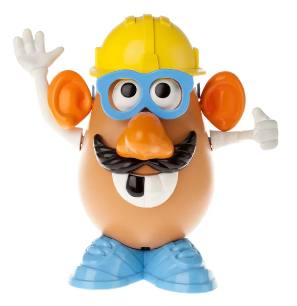 Mr. potato head - byggnadsarbetare som tittar upp — Stockfoto