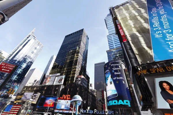 Wide Angle Times Square Skyscrapers Manhattan — Stock Photo, Image