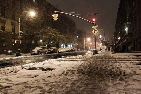 Nieve en Manhattan Avenue Nueva York — Foto de Stock