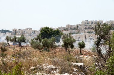 Batı Şeria yerleşim ve göz yaşartıcı gaz Filistin alanı