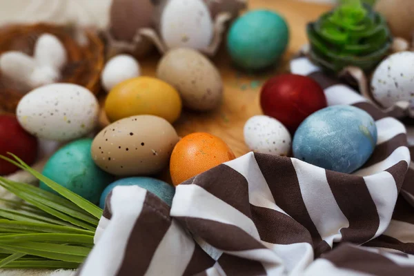 Traditional Easter painted eggs on white background. — Stock Photo, Image