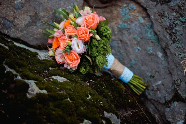 Beautiful Wedding Bouquet Roses Close — Stock Photo, Image