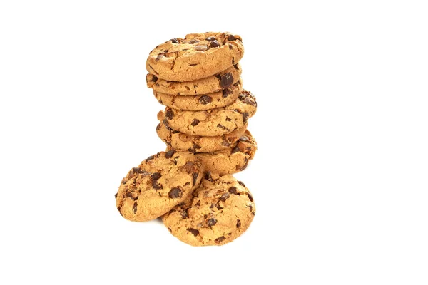 Galletas de chispas de chocolate sobre fondo blanco — Foto de Stock